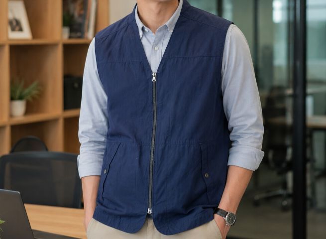 เสื้อกั๊ก Golden Bear สีกรมท่า ทรงเรียบ ใส่ง่าย ใช้งานได้หลายโอกาส รูปที่ 10