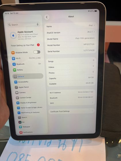 Apple 64 GB ขาย iPad Gen10 64 สภาพสวย ใช้น้อย ขาย 7200 บาท ครับ