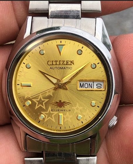 Citizen อินทรีย์แดง หน้าดาว Automatic 21 Jewels หน้าทอง