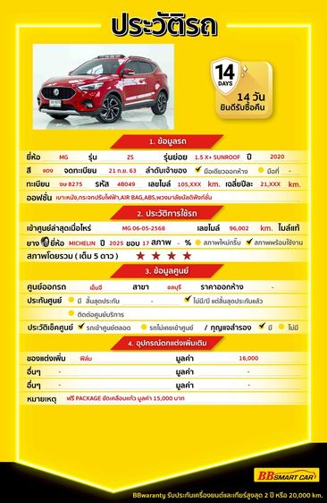 MG ZS 2021 1.5X+ Sunroof Utility-car เบนซิน ไม่ติดแก๊ส เกียร์อัตโนมัติ แดง รูปที่ 2