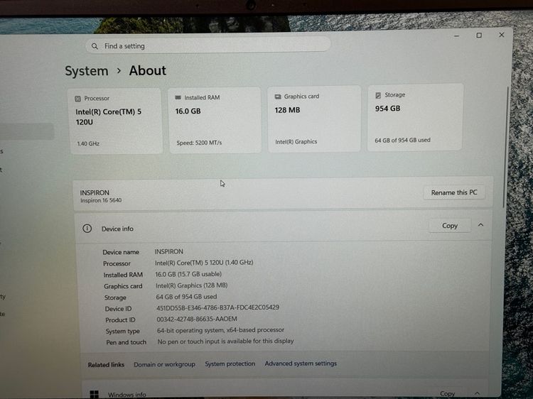 DELL INSPIRON 16 5640 (ICE BLUE) Ram 16GB SSD M.2 1TB สภาพใหม่มาก รูปที่ 7