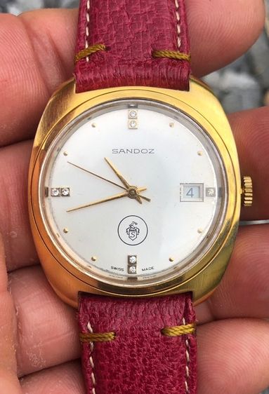 SANDOZ ไขลาน เรือนทอง หน้าแป้ง หลักเพรชคู่ รูปที่ 2