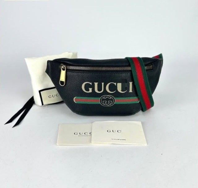  Gucci Print Leather Belt Bag