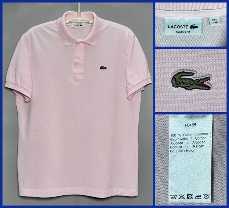 ชมพู XL แขนสั้น ⚠️รุ่นล่าสุด‼️เสื้อโปโล LACOSTE ของแท้ ORIGINAL ฝรั่งเศส