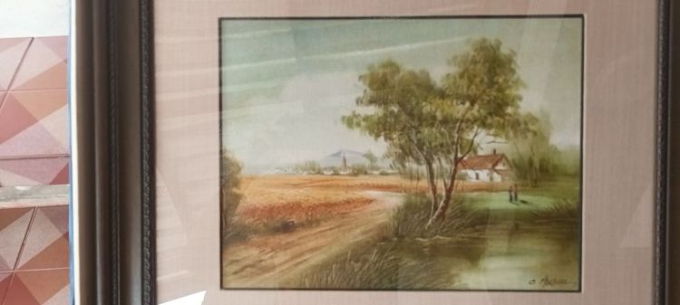 ภาพวาดสีนำมันบนผ้าใบแบบTrue"Out Painting Impressionist Village Land"