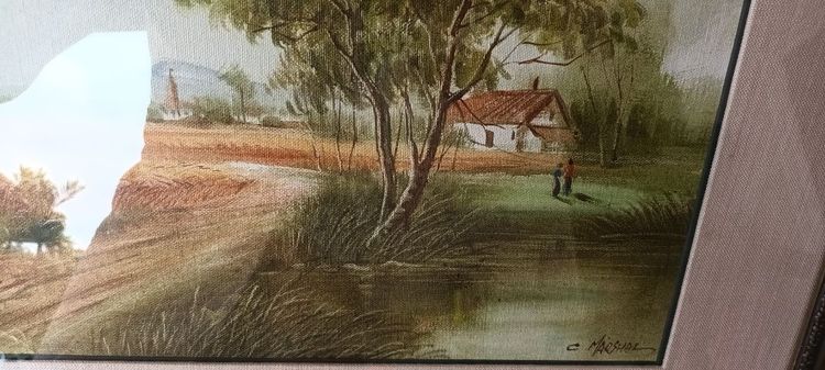 ภาพวาดสีนำมันบนผ้าใบแบบTrue"Out Painting Impressionist Village Land" รูปที่ 4