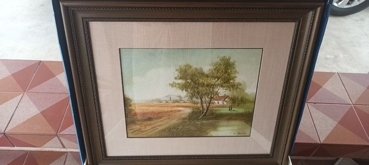 ภาพวาดสีนำมันบนผ้าใบแบบTrue"Out Painting Impressionist Village Land" รูปที่ 2