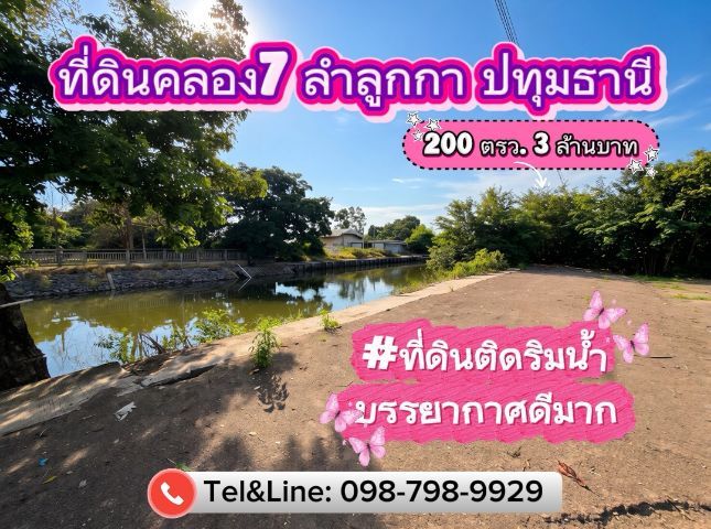 ไม่ใช่ ที่ดินติดริมน้ำ ที่ดินคลอง7 ลำลูกกา ปทุมธานี (ที่ดินถมแล้ว) ✅200 ตรว. 3 ล้านบาท
