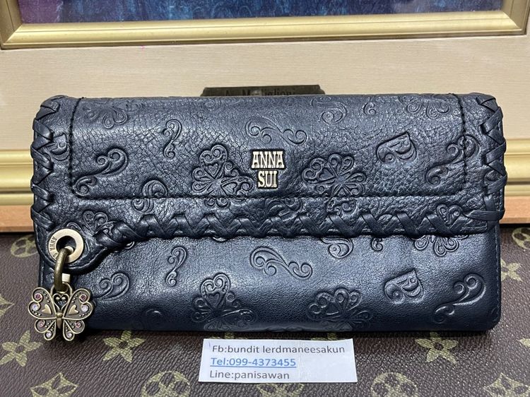Anna Sui กระเป๋าสตางค์ใบยาว รุ่น Dahlia สีดำ  สภาพสวย 1,550 บาท