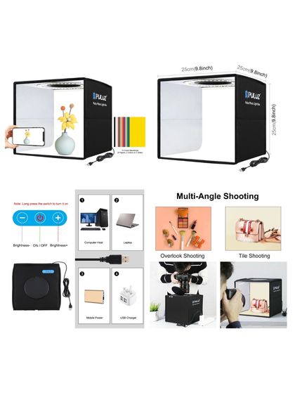 กล่องไฟถ่ายสินค้า PULUZ 25cm LED Ring Light Studio Box พร้อมฉาก 12 สี รูปที่ 11