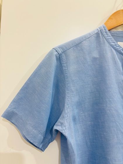 Uniqlo Premium Linen เสื้อเชิ้ตลินินผู้ชาย แขนสั้น สีฟ้า S มือสองแท้ สภาพดี  รูปที่ 7