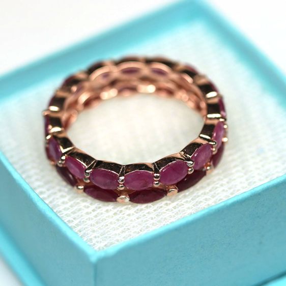 แหวนเงินแท้ 925 ชุบนาค (Rose Gold) ประดับพลอยทับทิมแท้ ดีไซน์เรียบหรู รูปที่ 5