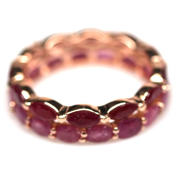 แหวนเงินแท้ 925 ชุบนาค (Rose Gold) ประดับพลอยทับทิมแท้ ดีไซน์เรียบหรู รูปที่ 2