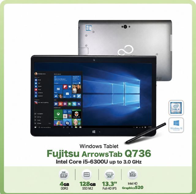 รุ่นอื่น ๆ ไม่ใช่ 4 กิกะไบต์ วินโดว์ HDMI ขายแท็บเล็ต Fujitsu Arrows Tab Q736