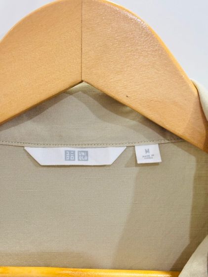 Uniqlo เสื้อเชิ้ต ผ้าลินินผสม คอเปิด แขนสั้นเสีเบจ  ผู้หญิง ไซส์ M มือสอง สภาพดี  รูปที่ 6