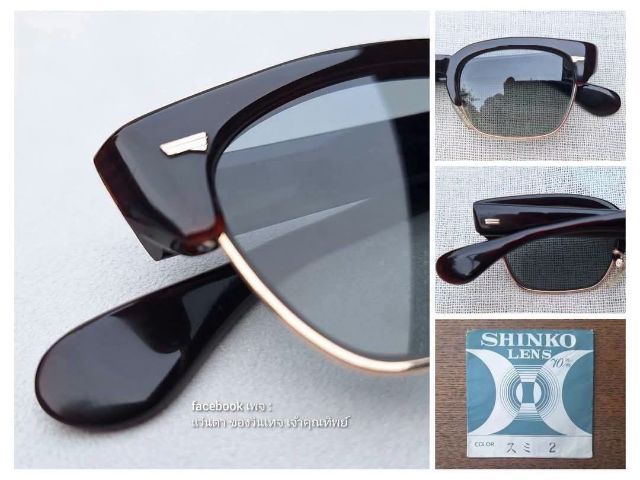 แว่นตาโบรว์ไลน์–คลับมาสเตอร์ HADSON OPTICAL 14K GF กรอบทองคำแท้–หุ้ม 14 KGF เลนส์กระจกคริสตัลญี่ปุ่น คุณภาพสูง SHINKO by SHINKO–SEIKI สีเทาท้องฟ้า...Authentic Vintage HADSON OPTICAL Handcrafted in the 1960's in Japan
 รูปที่ 5