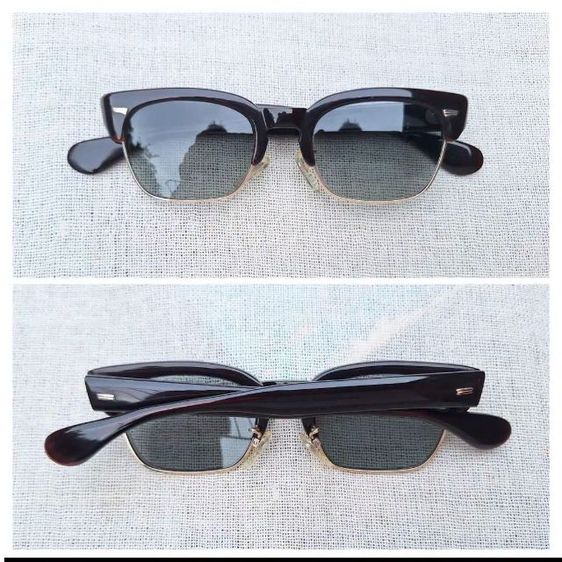 แว่นตาโบรว์ไลน์–คลับมาสเตอร์ HADSON OPTICAL 14K GF กรอบทองคำแท้–หุ้ม 14 KGF เลนส์กระจกคริสตัลญี่ปุ่น คุณภาพสูง SHINKO by SHINKO–SEIKI สีเทาท้องฟ้า...Authentic Vintage HADSON OPTICAL Handcrafted in the 1960's in Japan
 รูปที่ 4