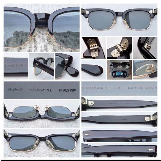 แว่นตาโบรว์ไลน์–คลับมาสเตอร์ HADSON OPTICAL 14K GF กรอบทองคำแท้–หุ้ม 14 KGF เลนส์กระจกคริสตัลญี่ปุ่น คุณภาพสูง SHINKO by SHINKO–SEIKI สีเทาท้องฟ้า...Authentic Vintage HADSON OPTICAL Handcrafted in the 1960's in Japan
 รูปที่ 6