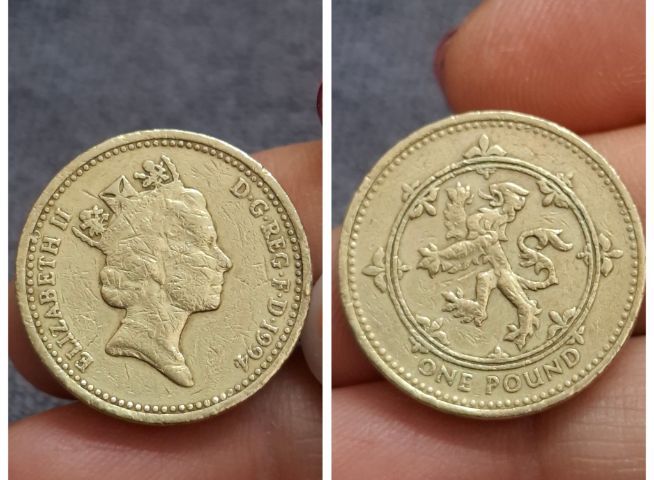 เหรียญ ธนบัตร ต่างประเทศ เหรียญ 1 ปอนด์ (One Pound Coin) จากสหราชอาณาจักร ผลิตขึ้นในปี 1994