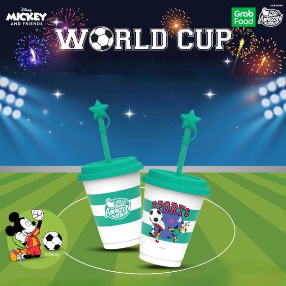 Café Amazon แก้ว Mickey Mouse and Friends W⚽️RLD CUP 2026 ❤️🩷🩵💛🤎💚 16 oz (473 ml) รูปที่ 11