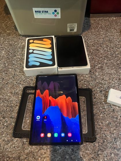 ขายSamsungTabS7Plus 5G สีดำ256กิ๊กLTEใส่ซิมได้สูนTrueสภาพสวยๆใช้งานดีทุกฟังชั่นถูกมากก