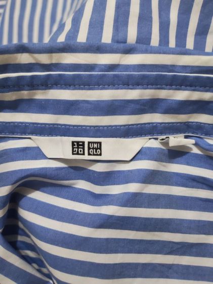 เสิ้อเชิ้ตลายทางสีฟ้าขาว Uniqlo รูปที่ 10