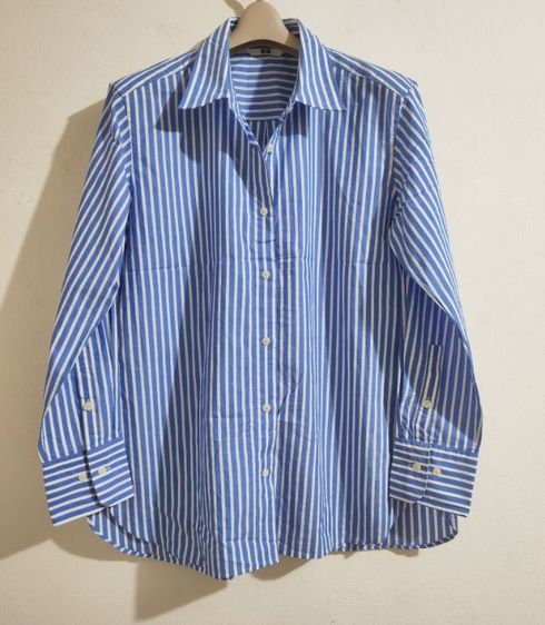 เสิ้อเชิ้ตลายทางสีฟ้าขาว Uniqlo รูปที่ 5