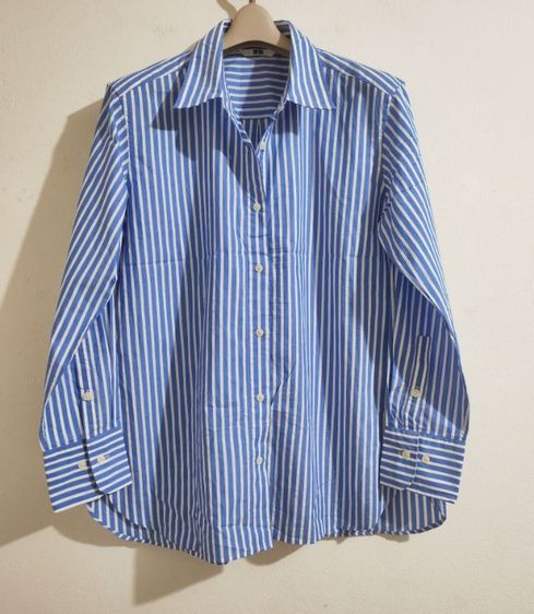 เสิ้อเชิ้ตลายทางสีฟ้าขาว Uniqlo รูปที่ 2