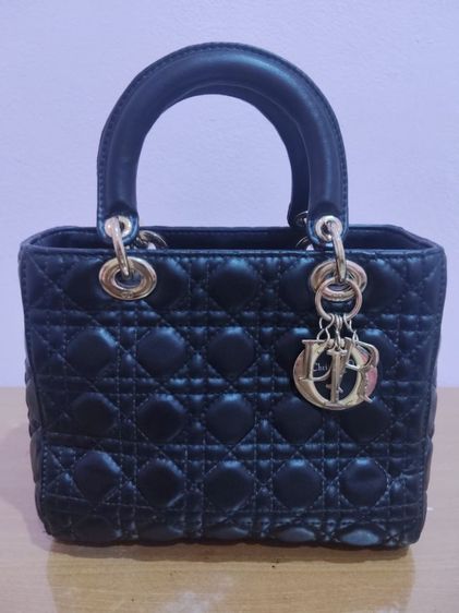 หนัง PU หญิง ดำ 👜 กระเป๋าถือสไตล์ Christian Dior Lady Dior (เลดี้ ดิออร์)