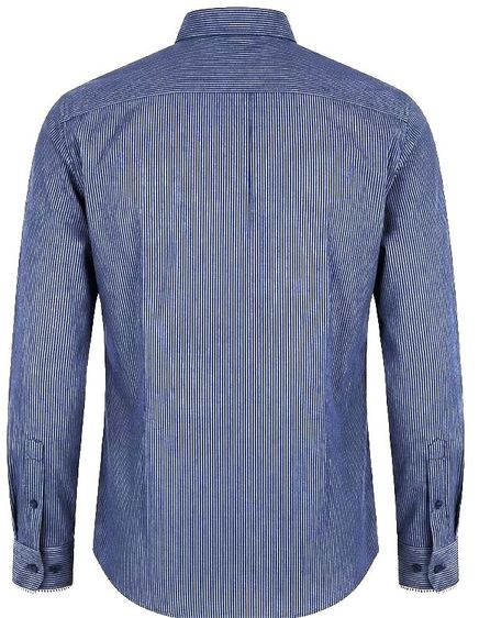 VALENTINO Roma INTERFIT Dress SHIRT Cotton Striped Blue Slim Fit รูปที่ 7