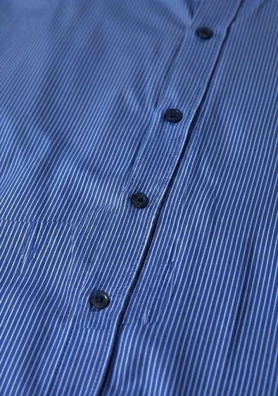 VALENTINO Roma INTERFIT Dress SHIRT Cotton Striped Blue Slim Fit รูปที่ 5