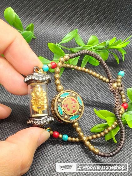 สร้อยข้อมือตะกรุดองค์พระพิฆเนศน้อยร้อยด้วยหินโบราณสลับสี รูปที่ 4