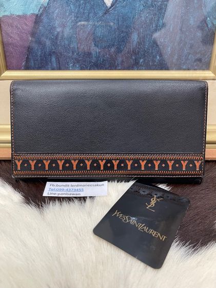 กระเป๋าสตางค์ยาววินเทจ Yves Saint Laurent itary ของแท้ สภาพสวยมาก พร้อมการ์ด