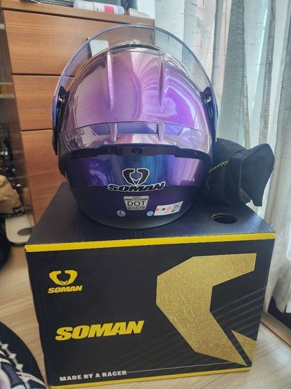 ส่งฟรี หมวกกันน็อคเปิดคาง SO MAN HELMET รุ่น SM955-S แว่นด้านใน (ไม่มีของแถม) สี shining chameleon รูปที่ 2
