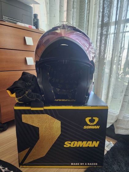ส่งฟรี หมวกกันน็อคเปิดคาง SO MAN HELMET รุ่น SM955-S แว่นด้านใน (ไม่มีของแถม) สี shining chameleon รูปที่ 4
