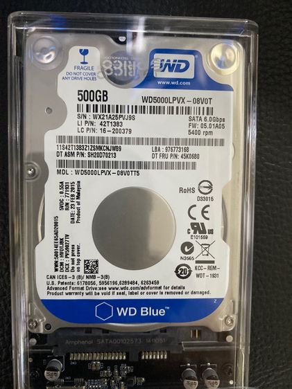 ที่เก็บข้อมูลและเมมโมรี่การ์ด ขาย hdd wd 500g exc sata usb3 สภาพดี 900