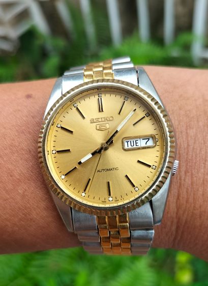 Seiko 7s26 President auto day date หน้าทองขอบหยัก ฮิต สองกษัตริย์ สายเดิมสวย หน้าปัดทองใส เดินปรกติ  หายากเลิกผลิตแล้ว