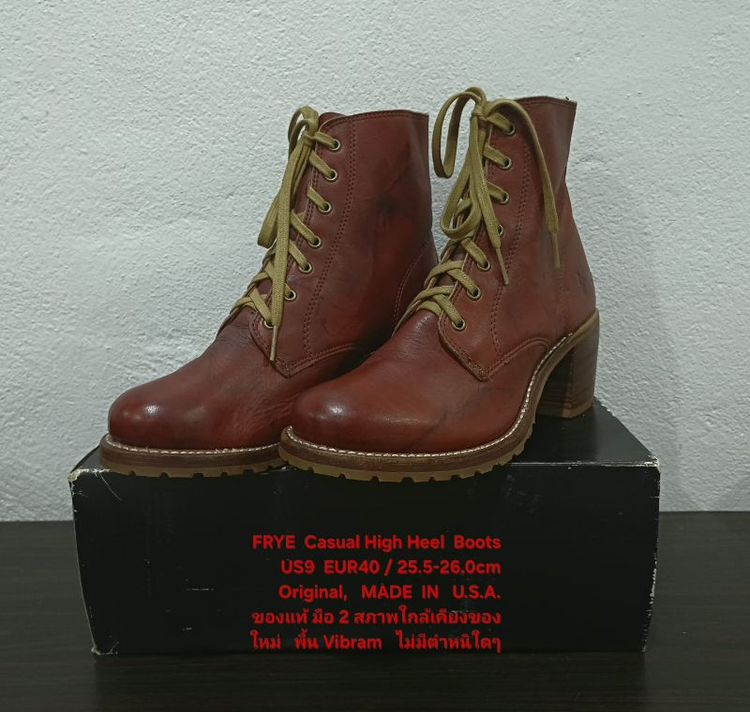 อื่นๆ รองเท้าบูท UK 7.5 | EU 41 1/3 | US 9 แดง FRYE Casual High Heel Boots, Women's 9US 40EU(25.5-26.0cm) Original MADE IN U.S.A. ของแท้ มือ 2 สภาพใกล้เคียงของใหม่ หนังแท้ พื้นเต็ม สวยมาก