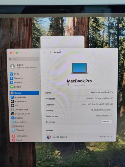 MacBook Pro 16-inch 2019 Core i7 RAM 16GB SSD 512GB แบต 191 รอบ สภาพสวย พร้อมที่ชาร์จ รูปที่ 4