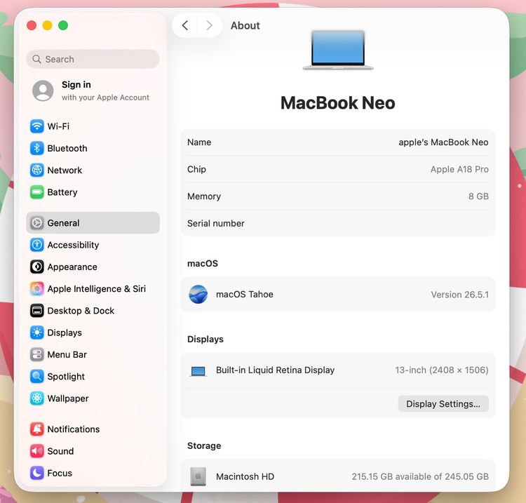 MacBook Neo 13-inch A18 Pro Ram8GB SSD256GB Silver Apple Care 24 April 2027 รหัสสินค้า M001 รูปที่ 12