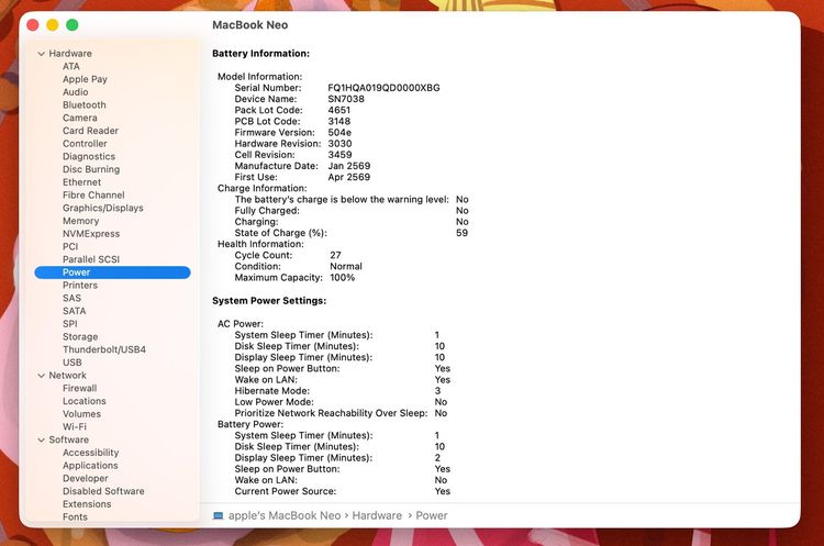 MacBook Neo 13-inch A18 Pro 2026 Ram8GB SSD256GB Silver Apple Care 24 April 2027  รูปที่ 13
