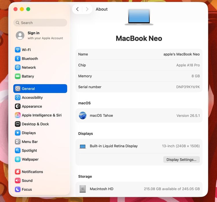 MacBook Neo 13-inch A18 Pro 2026 Ram8GB SSD256GB Silver Apple Care 24 April 2027  รูปที่ 12