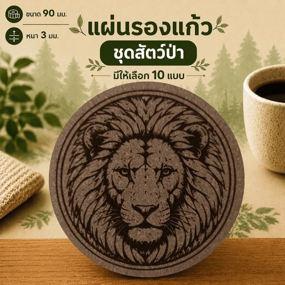 อื่นๆ แผ่นรองแก้วคอร์กอัด ลายสัตว์ป่า