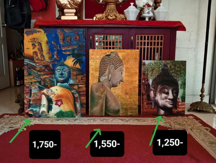 วาดด้วยสีน้ำมันบนผ้าใบ canvas ในกรอบไม้จริงสุดงามสภาพเยี่ยม
