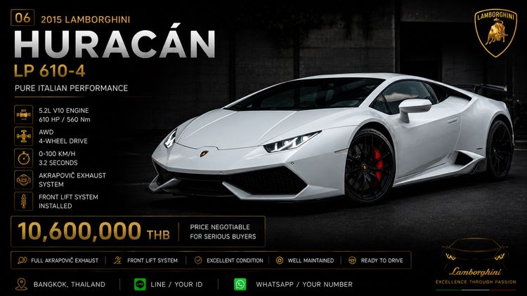 รถ Lamborghini Huracan 5.2 LP610 4 4WD สี ขาว