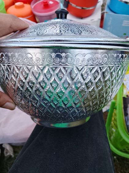 เครื่องเงินเก่า ขันใส่ข้าว  แบบโบราณ