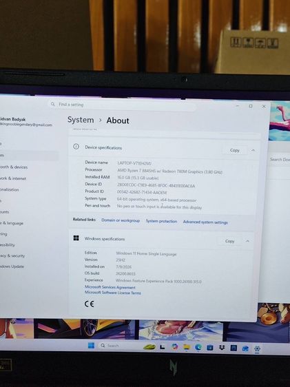 Acer Nitro V16 ANV16-41-R782 Ryzen 7 8845HS Ram 16GB SSD 512GB รูปที่ 5