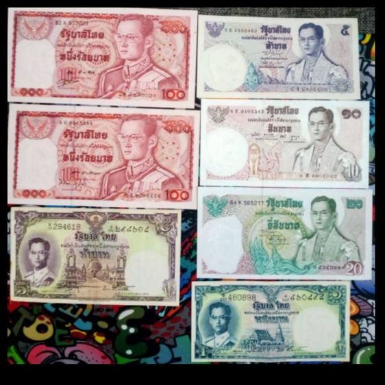 ธนาบัตร สะสมยกชุด 7ฉบับ 600บาท  คุ้มสุดแถม แบงค์ 10 ร.9 ทรงม้า 1ใบ