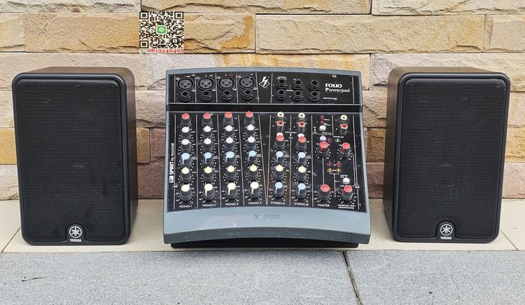 ชุดพร้อมฟัง เพาเวอร์มิกเซอร์  PowerMixer SoundCraft Spirit Folio Powerpad พร้อมลำโพง มอนิเตอร์ YAMAHA 3 นิ้ว