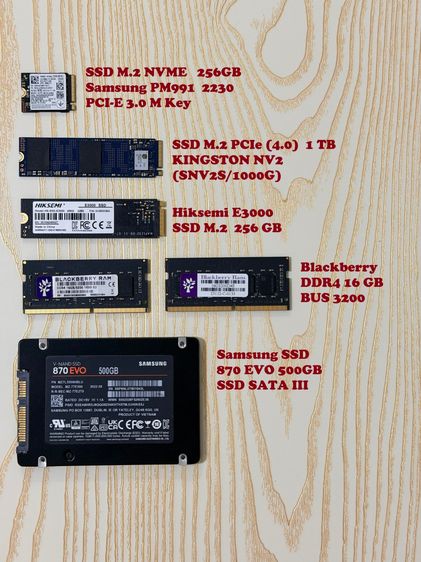 SSD และ RAM ผลทดสอบ ประกัน และ ราคา ตามภาพ